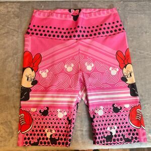 Disney Minnie Mouse Pink Polka Dot Biker Shorts Leggings Womens 2XL Stretch